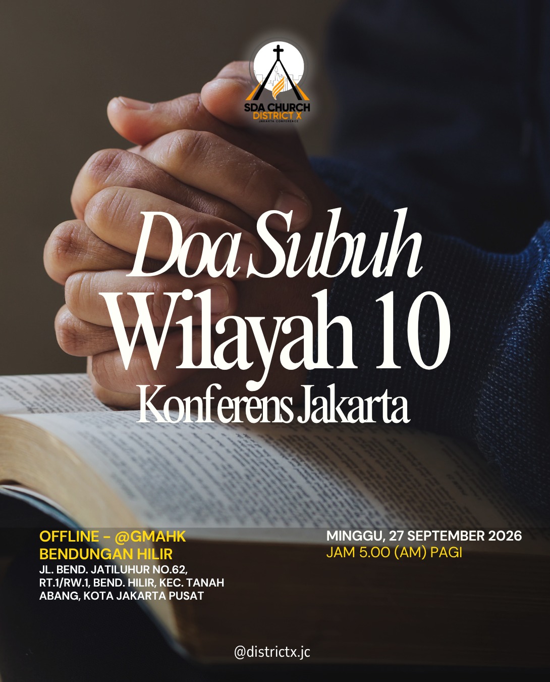 Flyer Doa Subuh Wilayah 10 — Minggu 27 Sep 2026 · 05.00 · GMAHK Bendungan Hilir