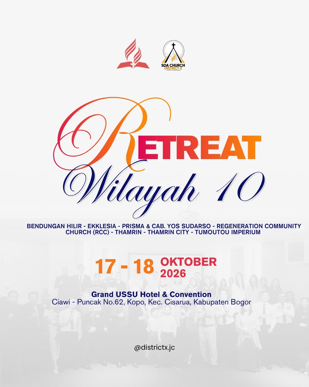Flyer Retreat Wilayah 10 — 17–18 Oktober 2026 · Grand USSU Hotel & Convention, Cisarua, Bogor