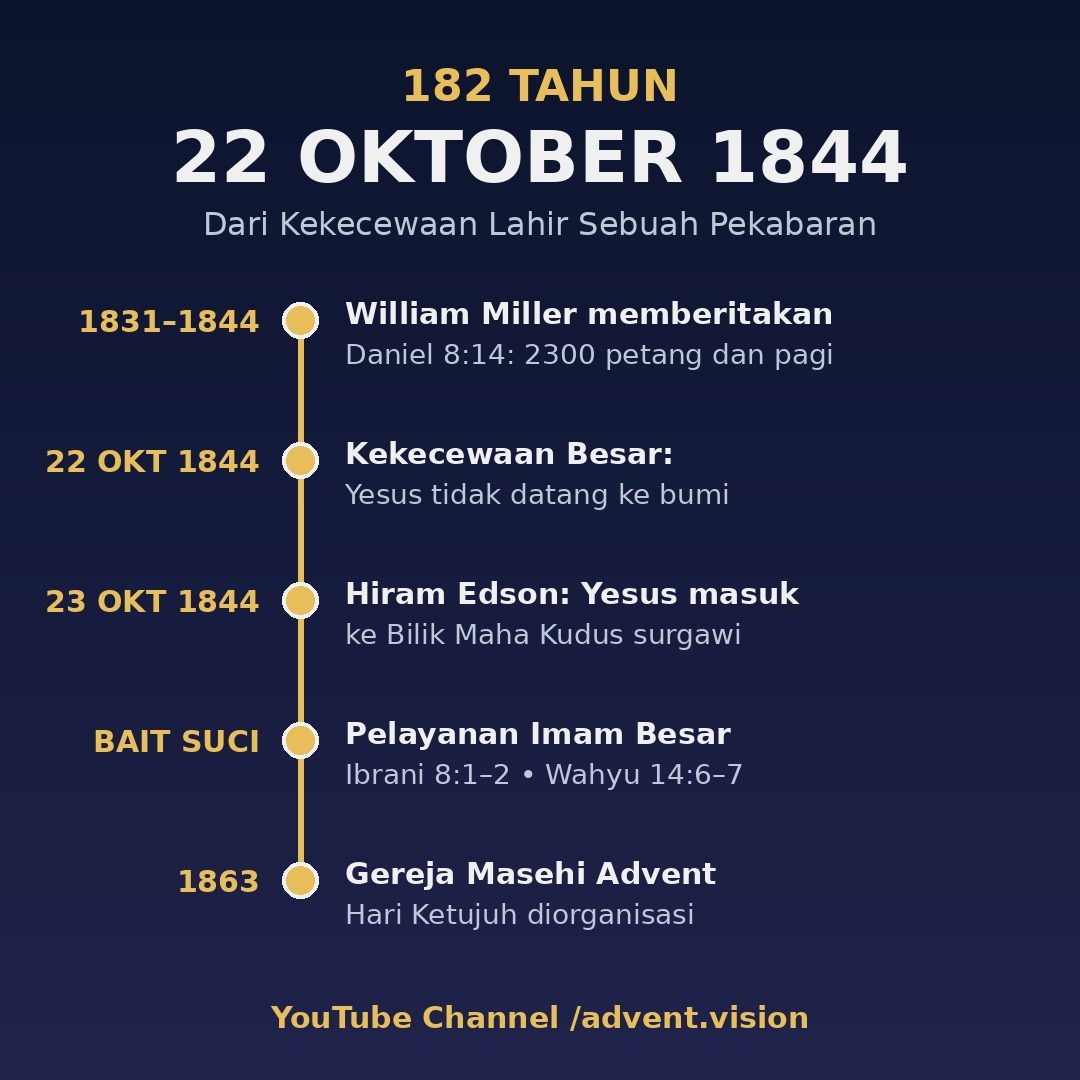 182 Tahun 22 Oktober 1844 — Dari Kekecewaan Lahir Sebuah Pekabaran · timeline 1831–1863
